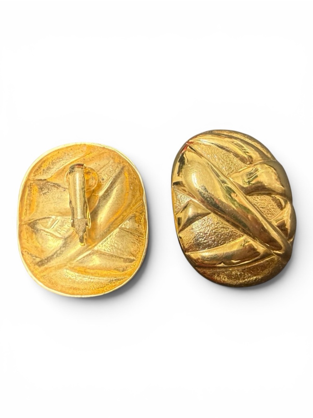 Vintage Gold Oval Clip-On Earrings
